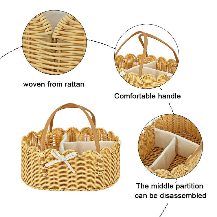 Charming storage basket with leather handles Kalsten