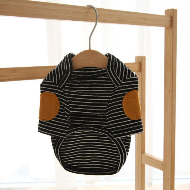 Striped Cotton Knit Dog Tee with El Patches & Rounded Belly Cut