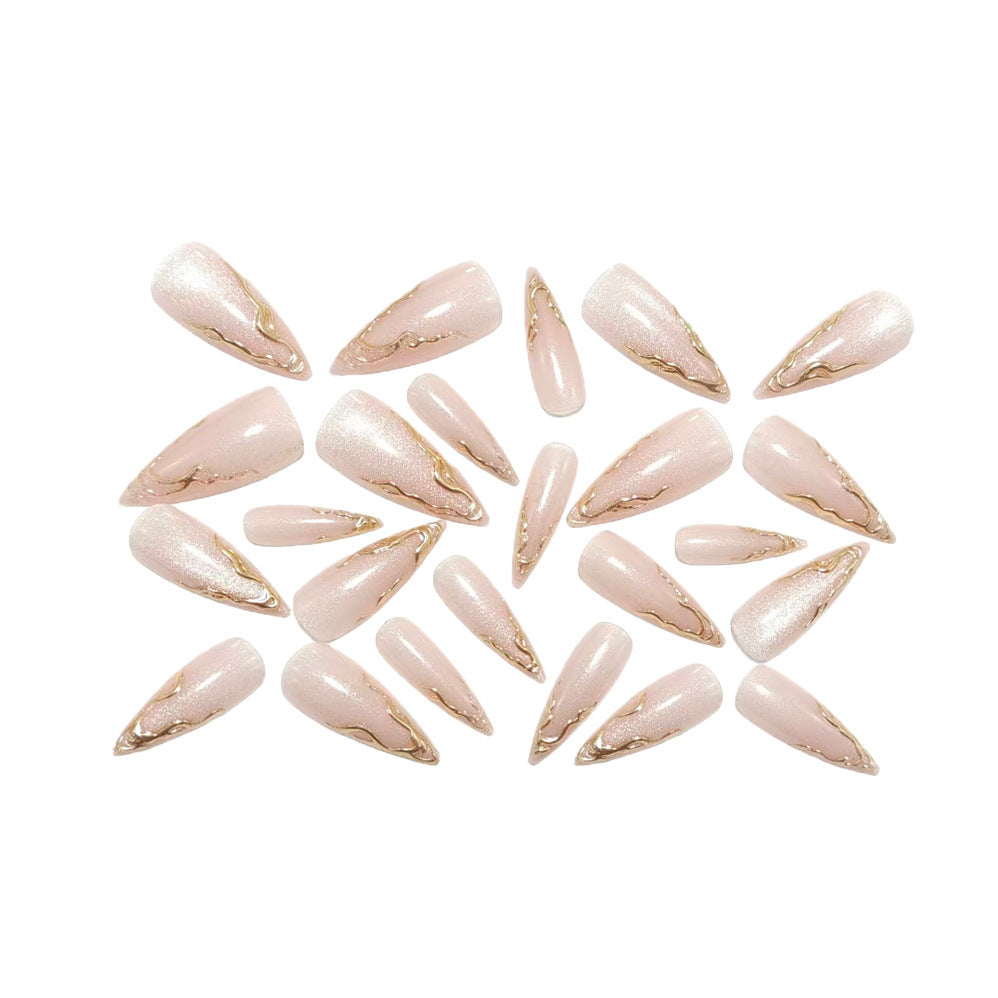 Artificial nails in an elegant style with gold accents Kalsten
