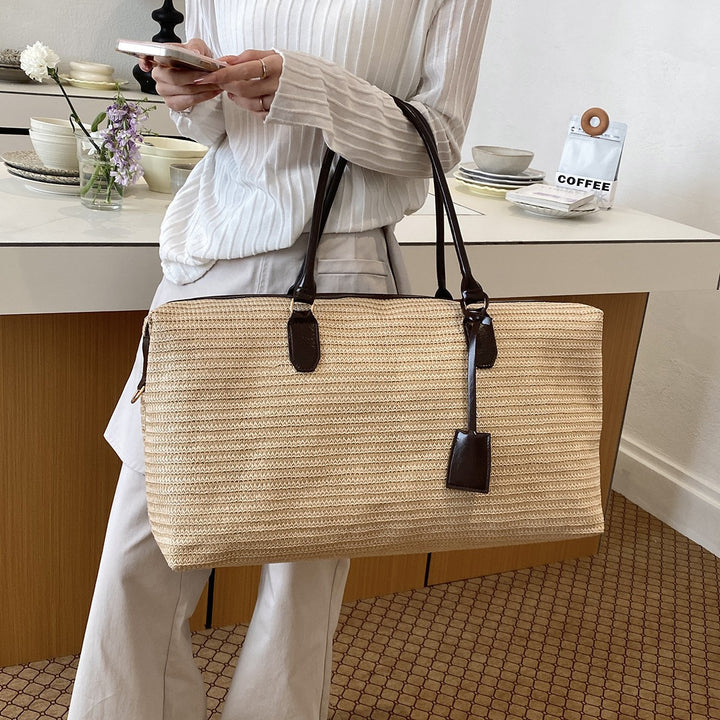 Spacious Woven Weekend Travel Tote Kalsten