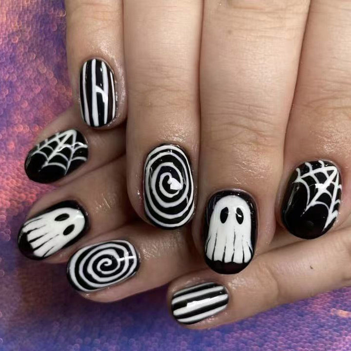 Themed Press-On Nail Set Featuring Halloween Motifs Kalsten