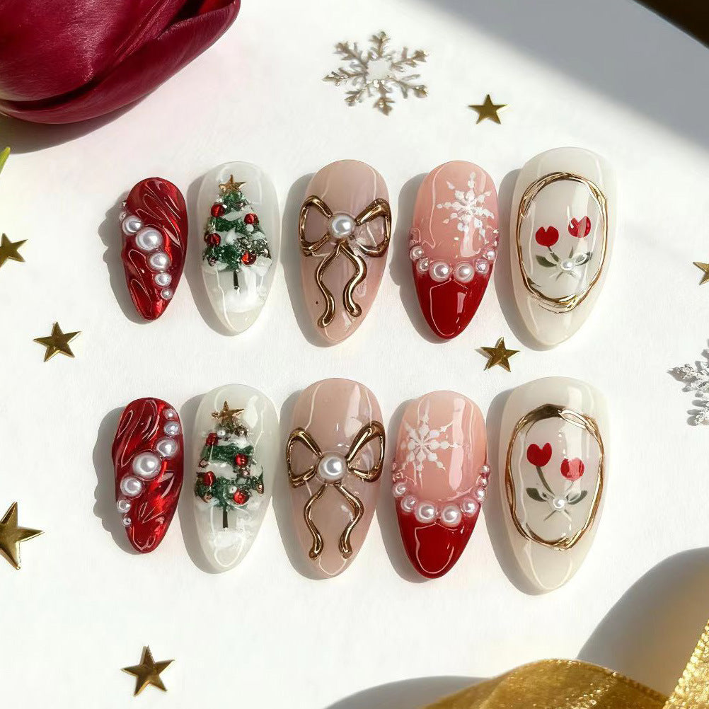 Festive Holiday-Themed Press-On Nail Set