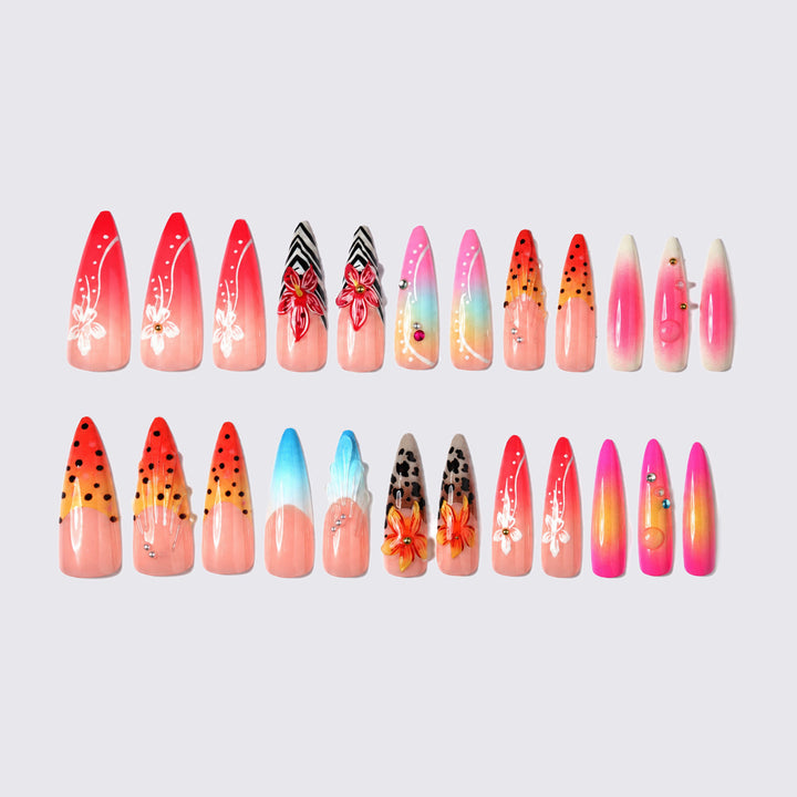 Artistic Premium Press-On Nail Set with Floral and Animal Designs kalsten