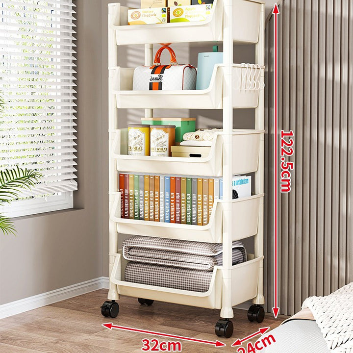 Compact Two-Tier Rolling Utility Cart with Deep Removable Plastic Bins