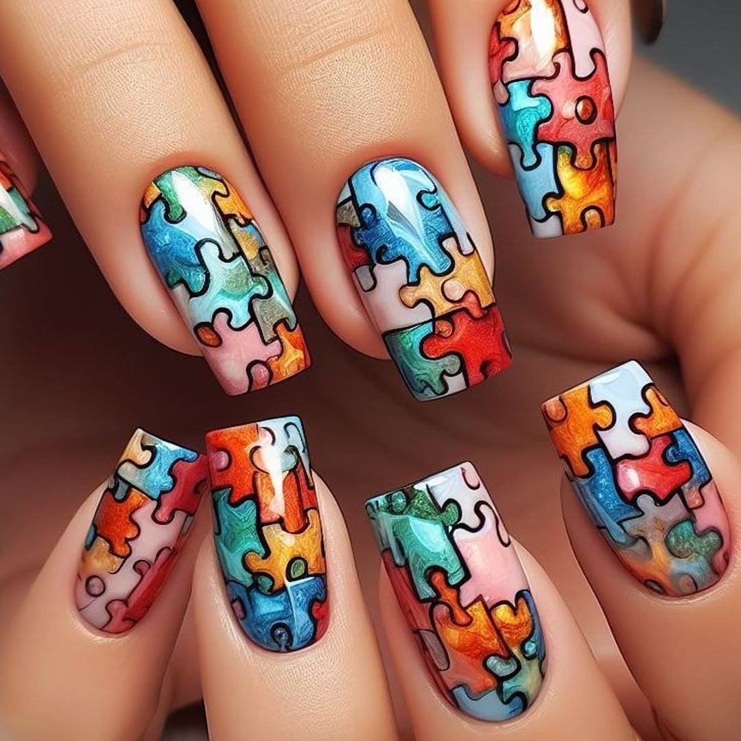 Puzzle-Themed Nail Art Kalsten