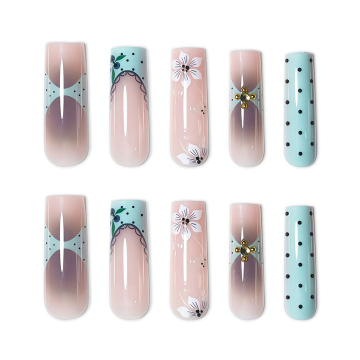 Artistic Long Length Press-On Nail Art Kalsten