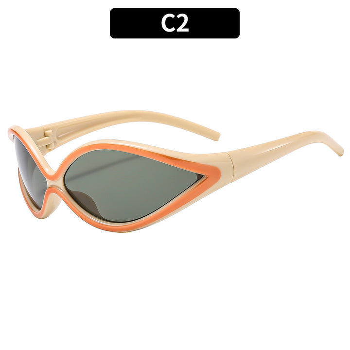 Futuristic Cat-Eye Sunglasses with Stylish Winged Frames