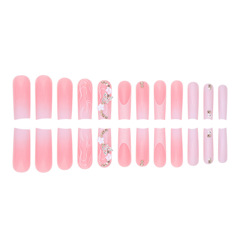 Floral and Glitter Stiletto Press-On Nails Kalsten