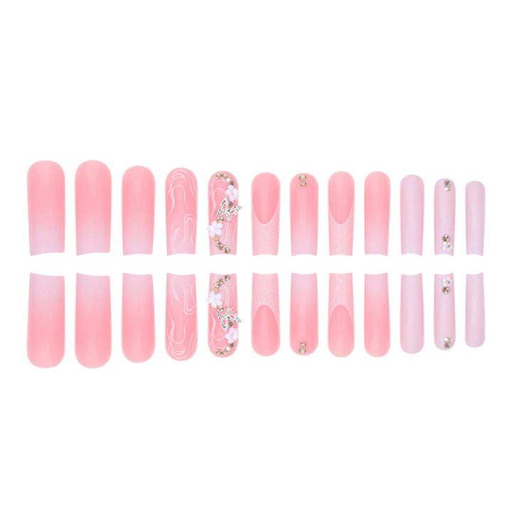 Floral and Glitter Stiletto Press-On Nails Kalsten