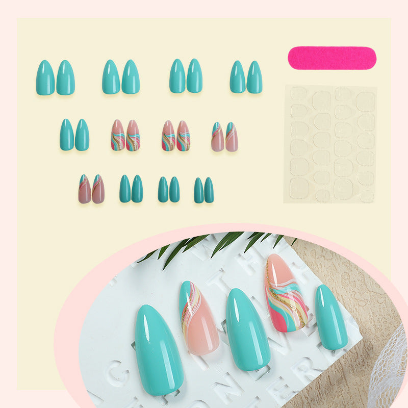 Artistic Press-On Nails Set with Unique Swirl Patterns kalsten