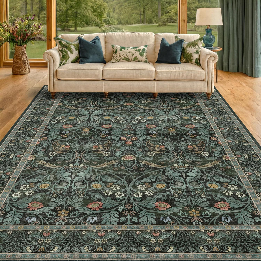 Vintage Floral Pattern Area Rug