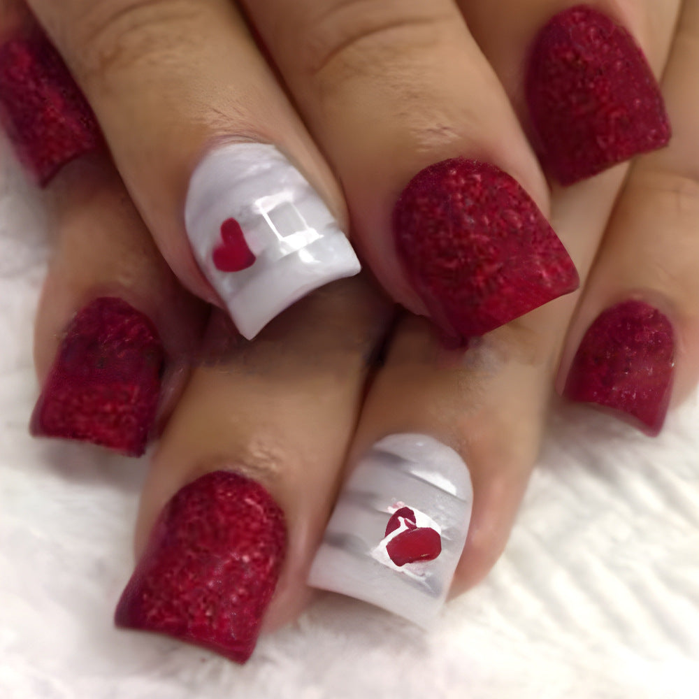 Romantic Heart-Themed Press-On Nails Kalsten