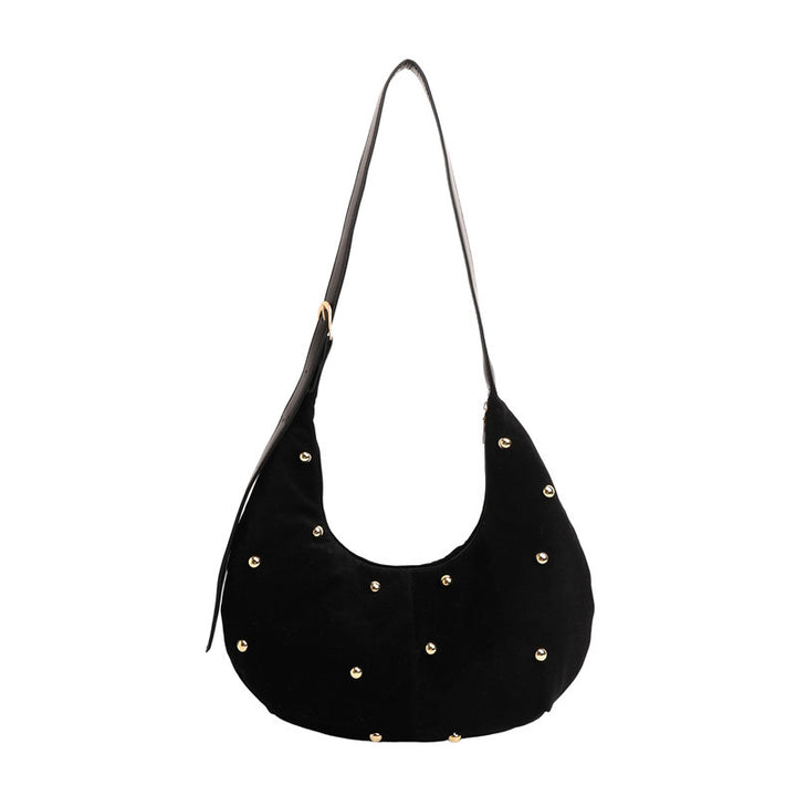 WoTextured Suede Hobo Bag with Decorative Studs Kalsten