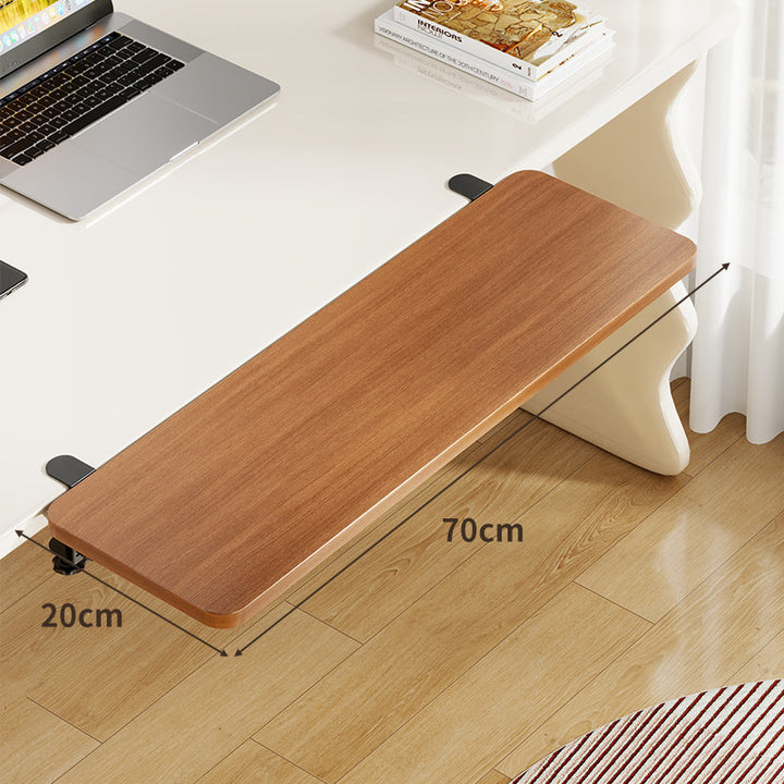 Under-Desk Bamboo Slide-Out Work Surface Clamp-Mounted Keyboard & Mouse Platform