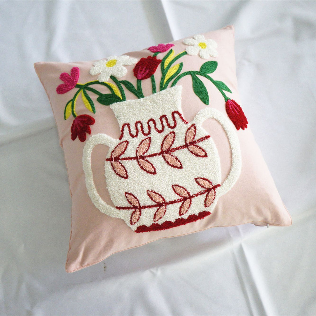 Floral Embroidery Cushion