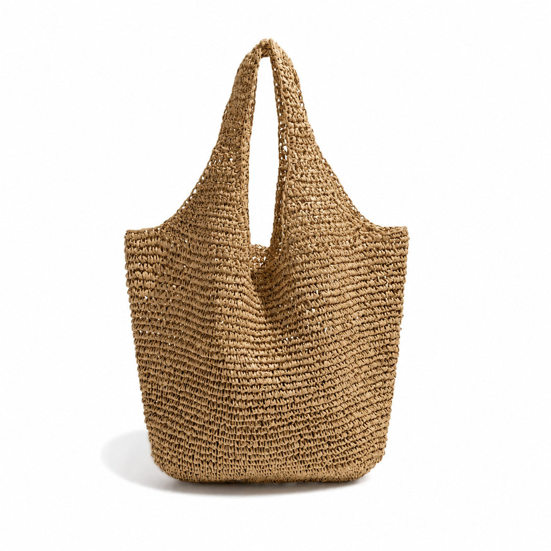 Handmade straw bag with practical interior Kalsten