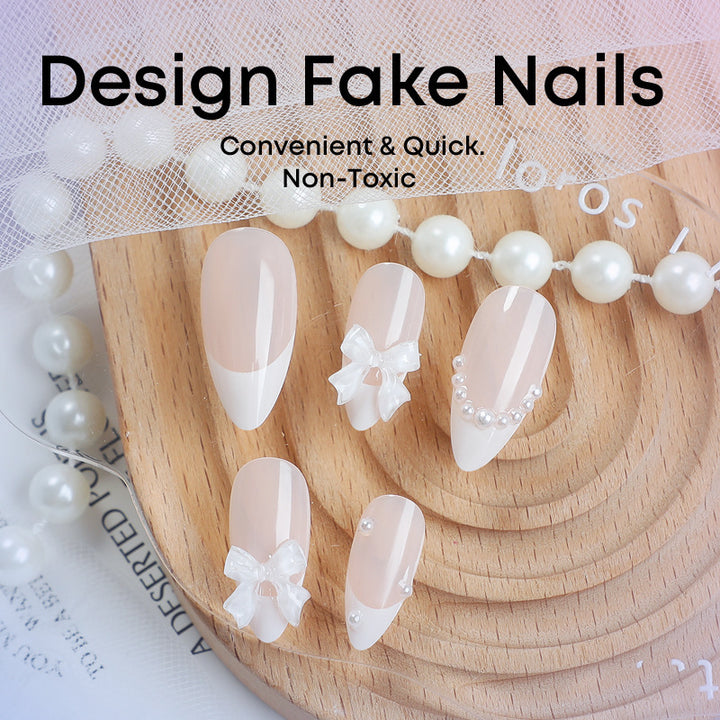 Artificial nail set with elegant bows and pearl decorations Kalsten