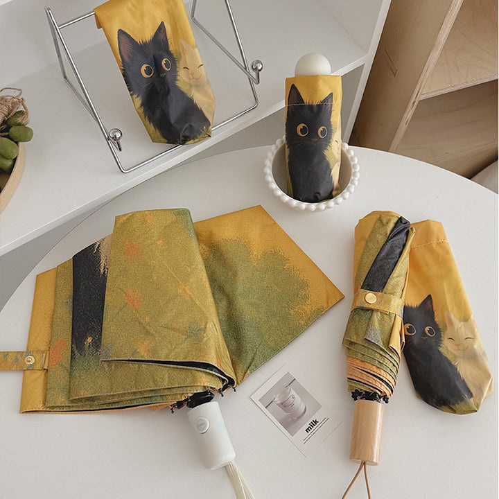 Women's Automatic Umbrella with Unique Cat Design Kalsten
