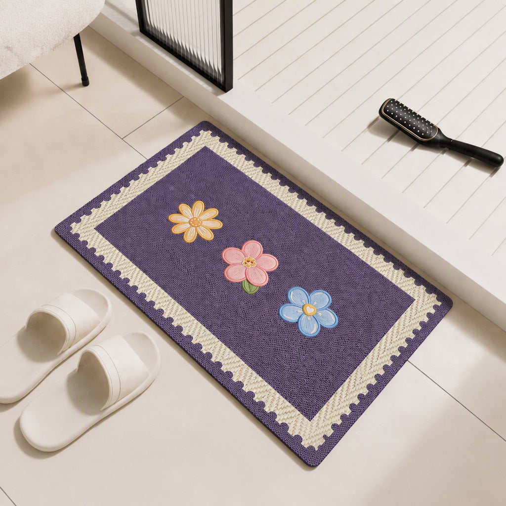 Floral Embroidered Bathroom Mat Kalsten