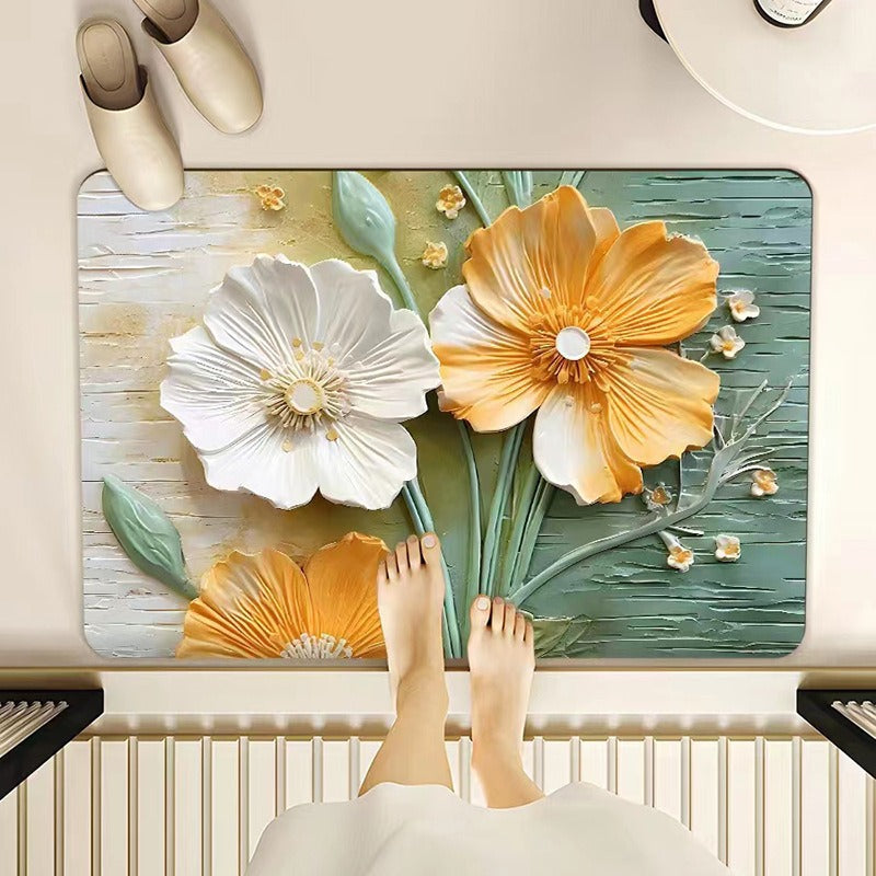 Luxurious Floral Design Bath Mat