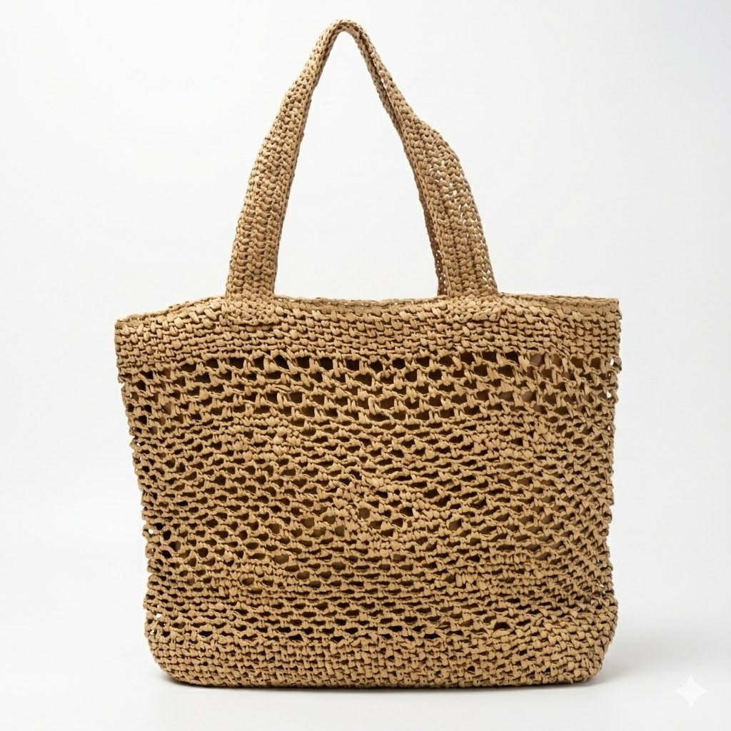 Large macrame bag with leather accents Kalsten