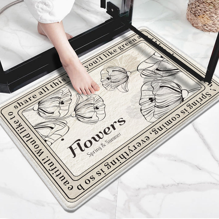 Floral Inspirational Welcome Mat
