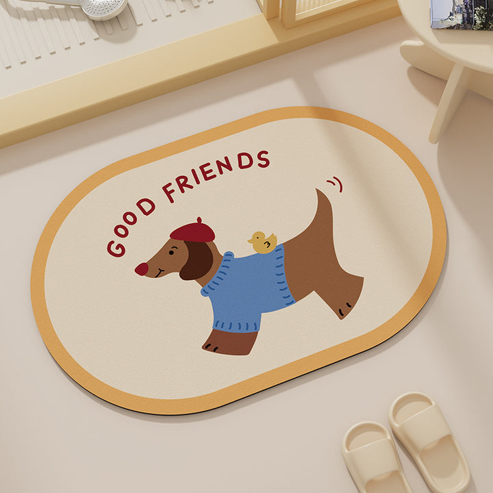 Fun Cartoon Dog Bath Mat