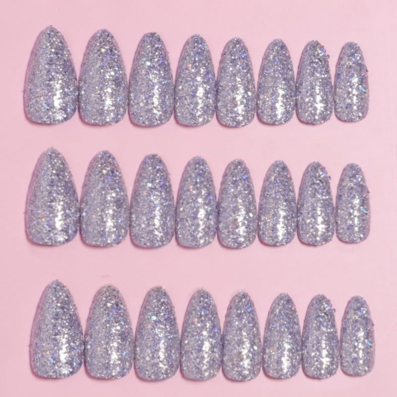 Glittering Almond-Shaped Press-On Nail Set Kalsten