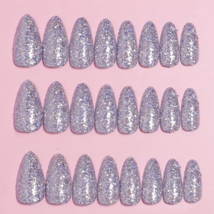 Glittering Almond-Shaped Press-On Nail Set Kalsten