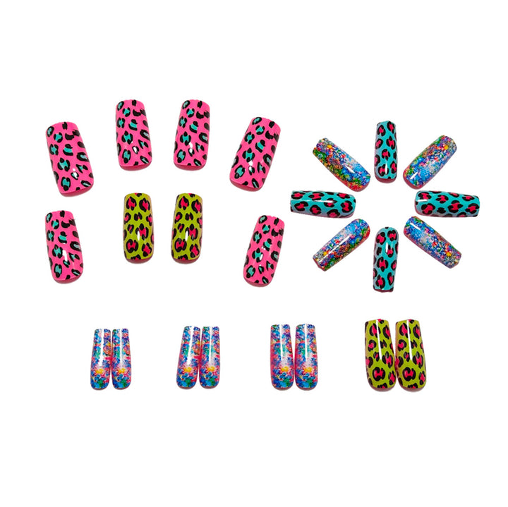 Colorful art nail creation with leopard motif Kalsten