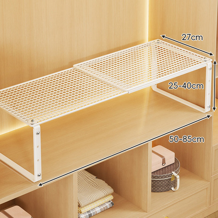 Adjustable Expandable Mesh Closet Shelf Riser with Sturdy U-Leg Support