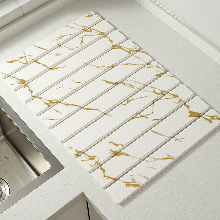 Decorative Marble Striped Kitchen Drying Mat