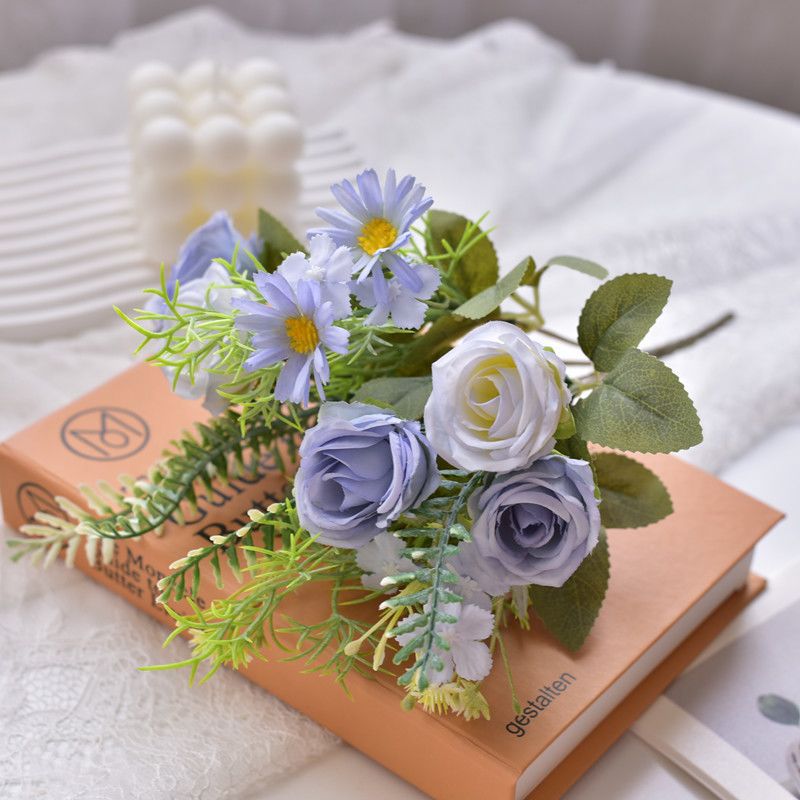 Lifelike Artificial Floral Bouquet with Fern Accents