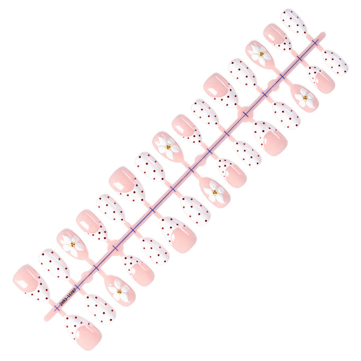 Artificial nail set with elegant flowers and dots Kalsten
