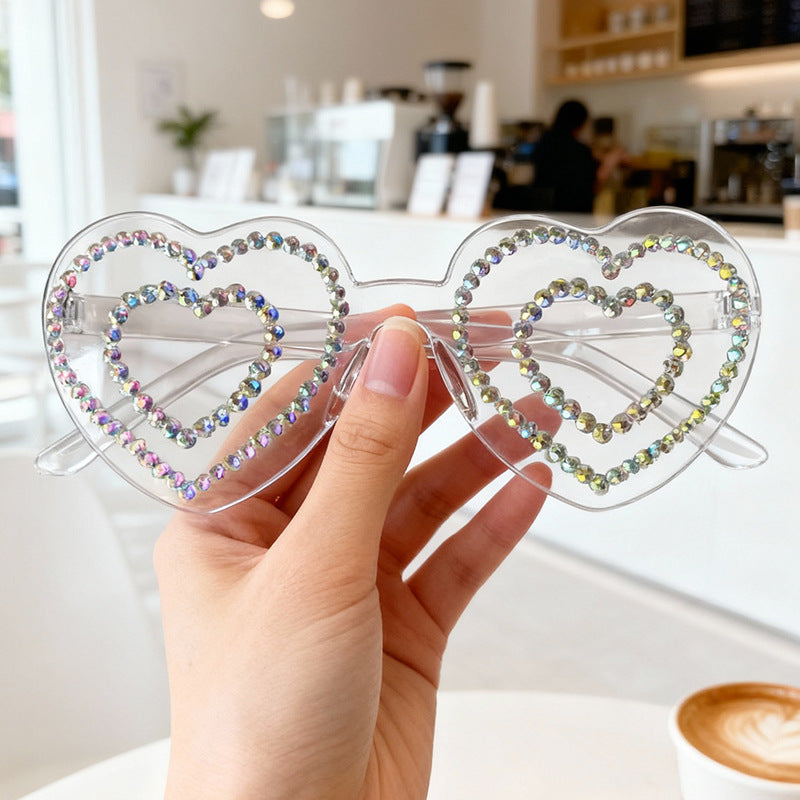 Rhinestone-Embellished Heart-Shaped Sunglasses Kalsten 1787141238