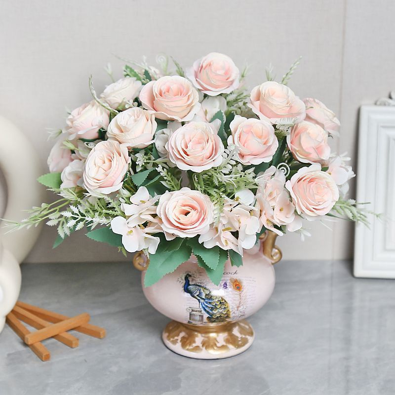 Lifelike Floral Arrangement in Modern Vase