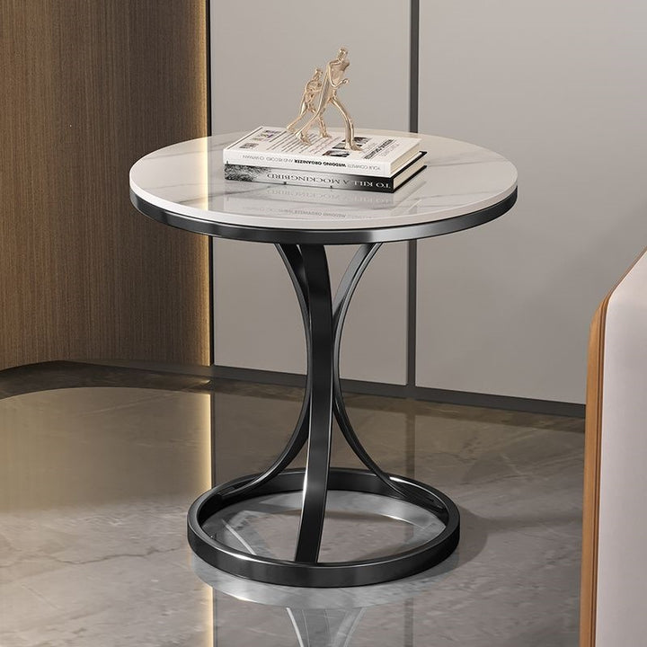 Modern Round Accent Table with Sleek Metal Base Kalsten