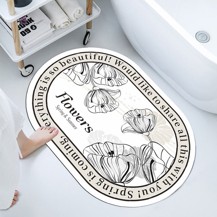 Floral-Themed Bathroom Mat