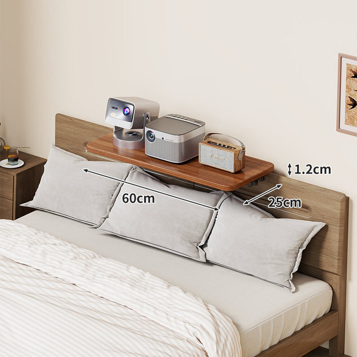 Headboard-Mounted Floating Bedside Shelf for Projectors and Devices