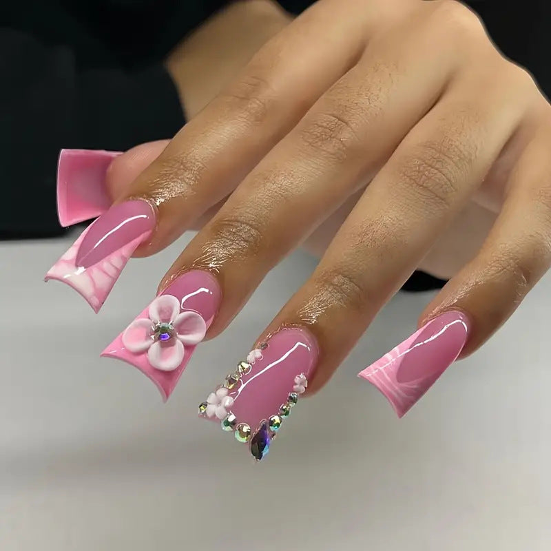 Decorative Floral Acrylic Press-On Nails Kalsten