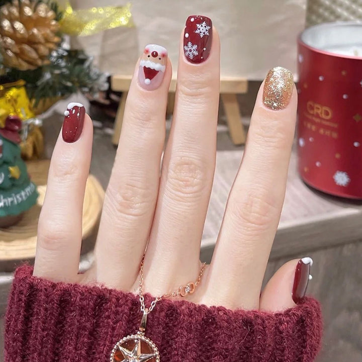 Decorative Press-On Nail Art Set with Elegant Floral and Shimmer Design kalsten