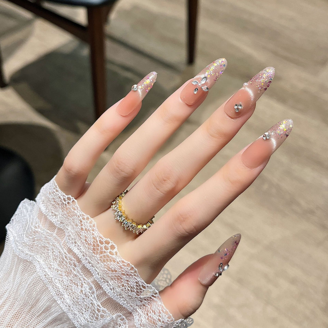 Elegant Glitter-Infused Press-On Nail Design Kalsten
