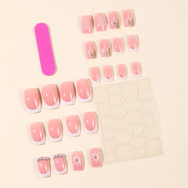 Elegant French Tip Winter Nail Art Extensions Kalsten
