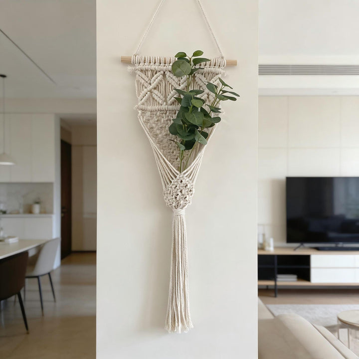 Decorative Macrame Wall Hanging with Elegant Fringed Tassels Kalsten