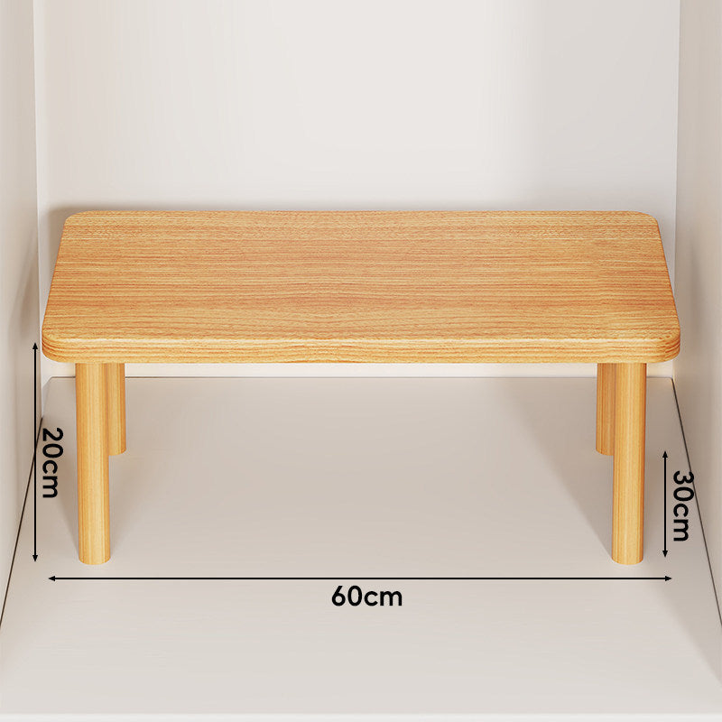 Height-Adjustable Rectangular Wooden Riser Table with Detachable Round Legs