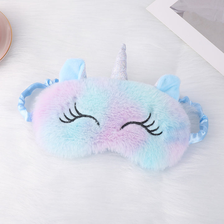 Ladies nan cozy unicorn sleep mask with embroidered eyelashes, soft plush and elastic ruffled ribbon Kalsten