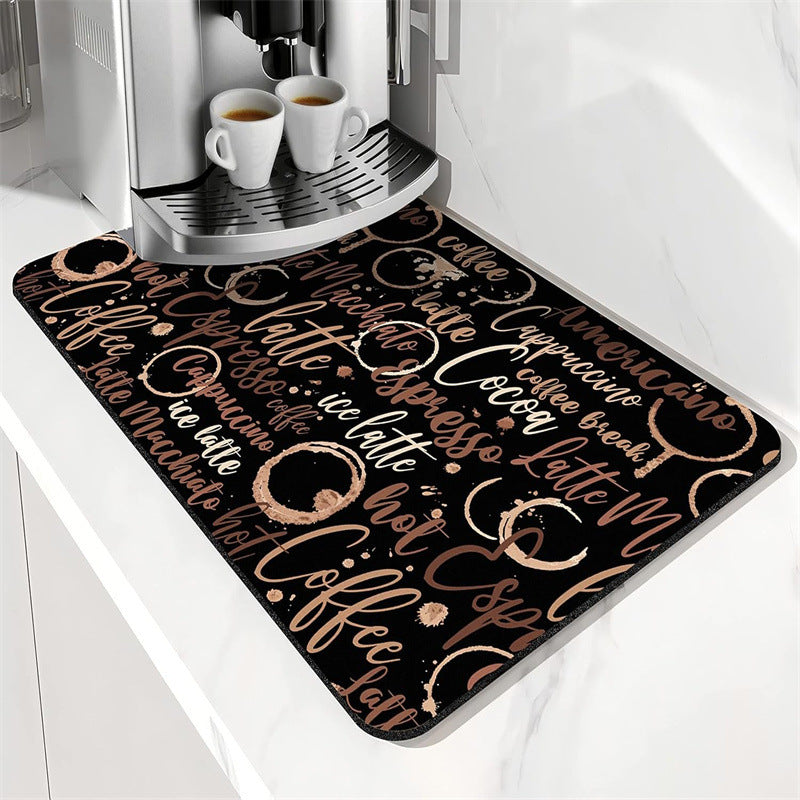 Coffee-Themed Kitchen Floor Mat