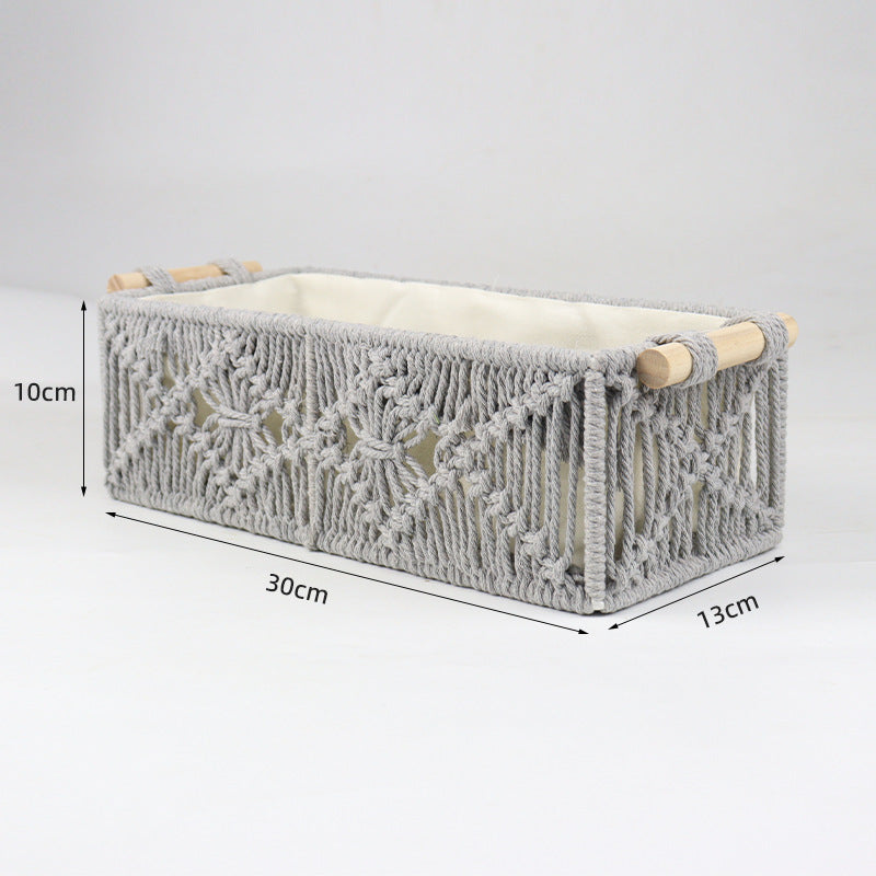 Storage basket with macrame pattern Kalsten