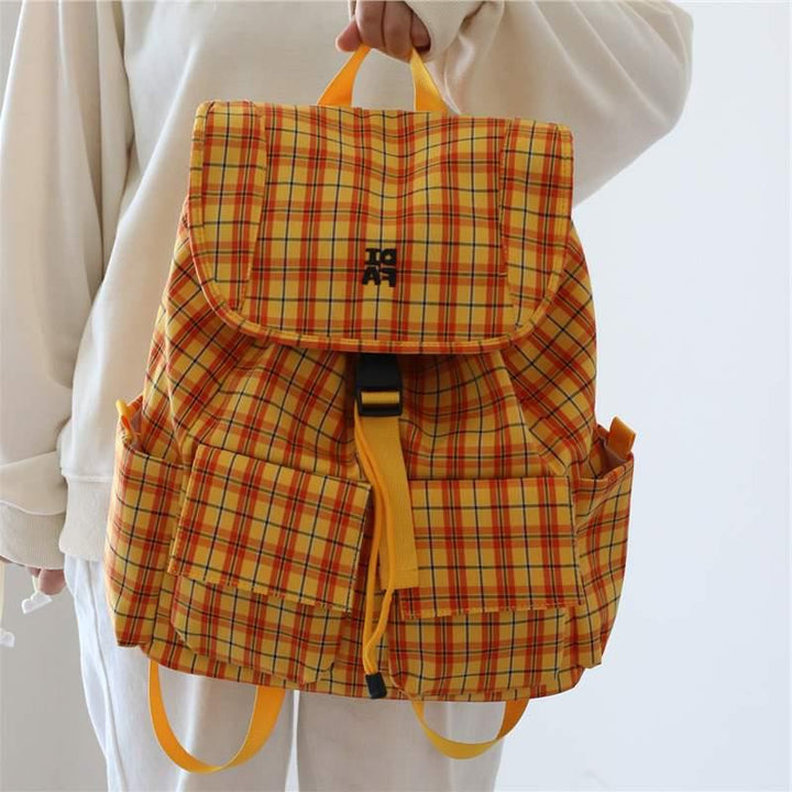 Stylish Checked Pattern Backpack