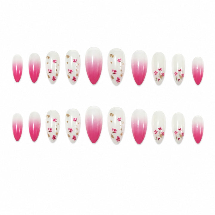 Artificial Nail Set with Elegant Floral Designs Kalsten